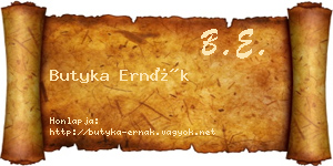 Butyka Ernák névjegykártya